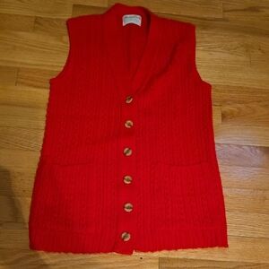 Vibrant Red Button-Up Sweater Vest